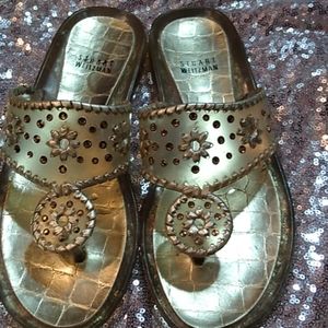Stuart Weitzman clear jelly jeweled flip flop